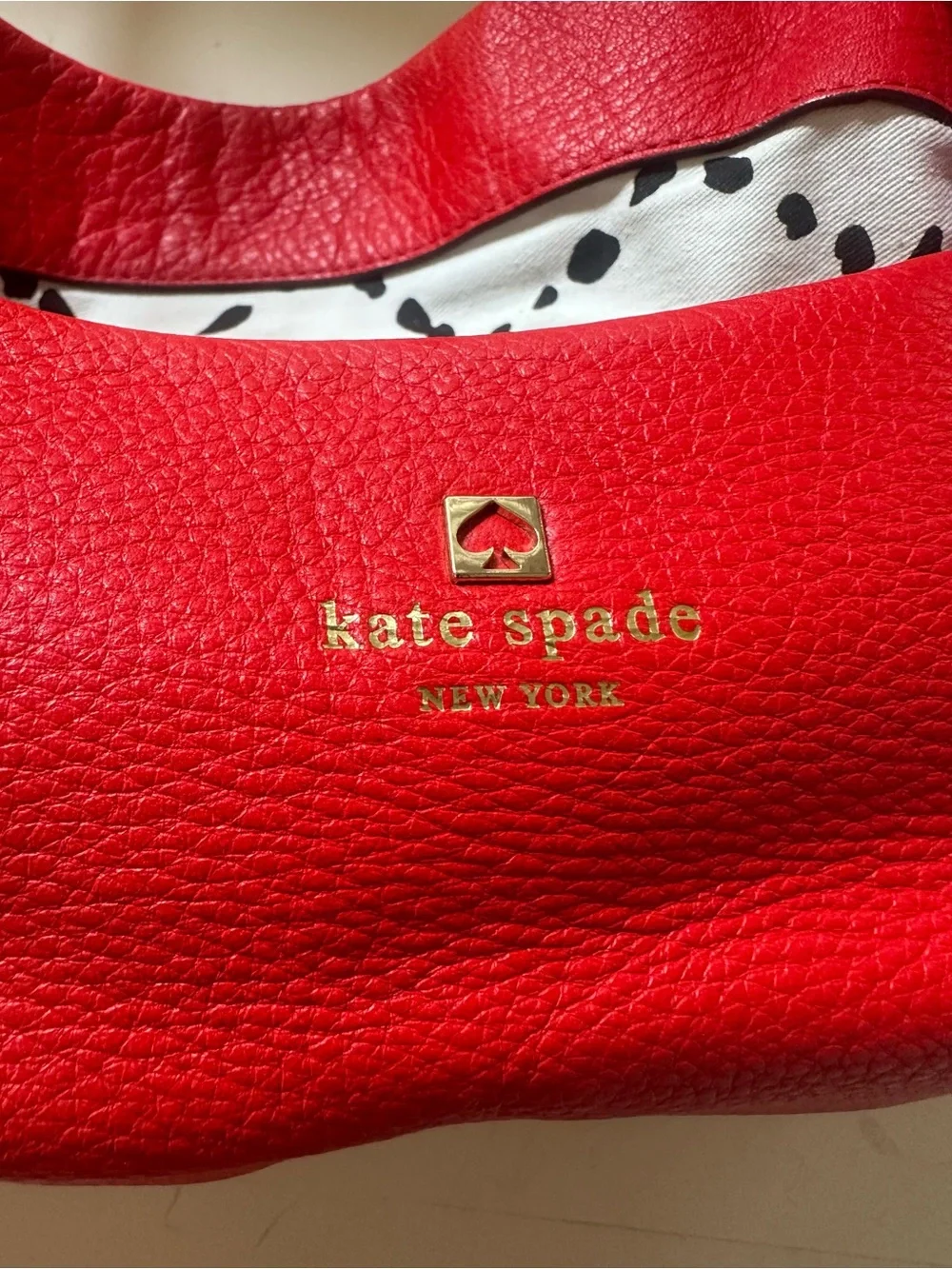 kate spade Red real Pebbled Leather Double-Handle Shoulder Bag